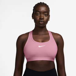 Women's - Nike Dri-FIT Swoosh Medium Support Bra  - White/Elemental Pink