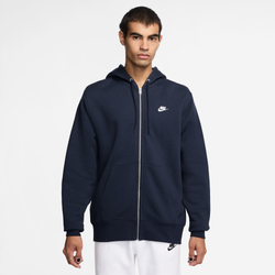 Pour hommes - Nike Chandail à capuchon avec glissière pleine longueur Club Basketball - Bleu obsidienne/Bleu obsidienne/Blanc