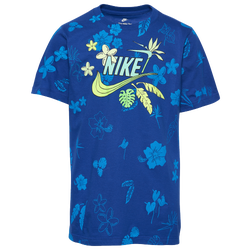Boys' Grade School - Nike Swoosh of Paradise AOP T-Shirt - Royal Blue/White