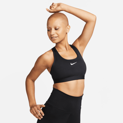 Women's - Nike Dri-FIT Swoosh Medium Support Bra - White/Black