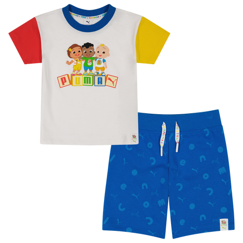 

PUMA Boys PUMA Cocomelon T-Shirt and Short Set - Boys' Toddler White/Blue/Red Size 2T