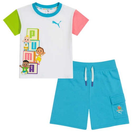 

Boys PUMA PUMA Cocomelon T-Shirt and Shorts Set - Boys' Toddler Green/Blue/White Size 2T
