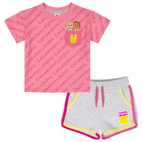 

Girls PUMA PUMA Cocomelon T-Shirt and Shorts Set - Girls' Toddler White/Pink Size 2T