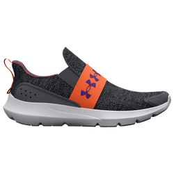 Boys' Preschool - Under Armour Surge 3 Slip - Pitch Gray/Orange Blaze/Galaxy Purple