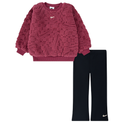 Girls' Toddler - Nike Cozy Flare Leg Pants Set - Black/Sweet Beet