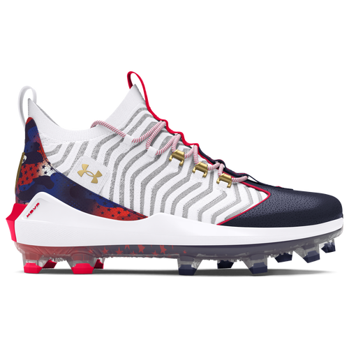 

Under Armour Mens Under Armour Harper 9 Pro TPU USA - Mens Baseball Shoes White/Midnight Navy/Metallic Gold Size 12.5