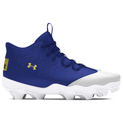 

Under Armour Mens Under Armour Harper 9 RM - Mens Baseball Shoes White/Royal/Metallic Gold Size 10.0