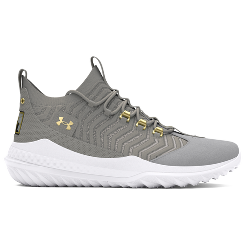 

Under Armour Mens Under Armour Harper 9 Turf - Mens Baseball Shoes Baseball Grey/Baseball Grey/Metallic Gold Size 10.5