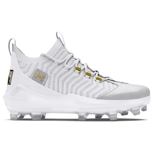 

Under Armour Mens Under Armour Harper 9 Pro TPU - Mens Baseball Shoes White/White/Metallic Gold Size 10.5