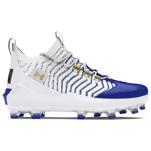 

Under Armour Mens Under Armour Harper 9 Pro TPU - Mens Baseball Shoes White/Royal/Metallic Gold Size 11.5