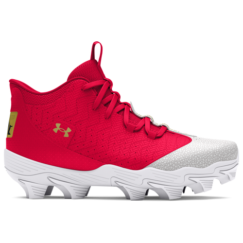 

Under Armour Boys Under Armour Harper 9 RM JR - Boys' Grade School Baseball Shoes White/Red/Metallic Gold Size 3.5