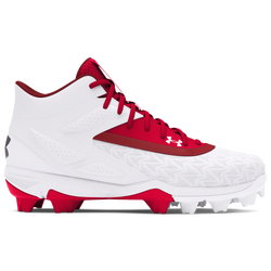 Boys' Grade School - Under Armour Leadoff Mid RM JR 3.0 - White/Red/Red