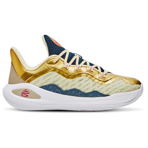 

Under Armour Boys Steph Curry Under Armour Curry 11 CM - Boys' Grade School Basketball Shoes White/Gold/Blue Size 7.0