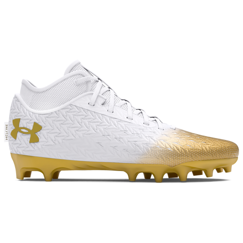 

Under Armour Mens Under Armour Spotlight Clone 4.0 MC - Mens Football Shoes White/Metallic Gold/Metallic Gold Size 13.0