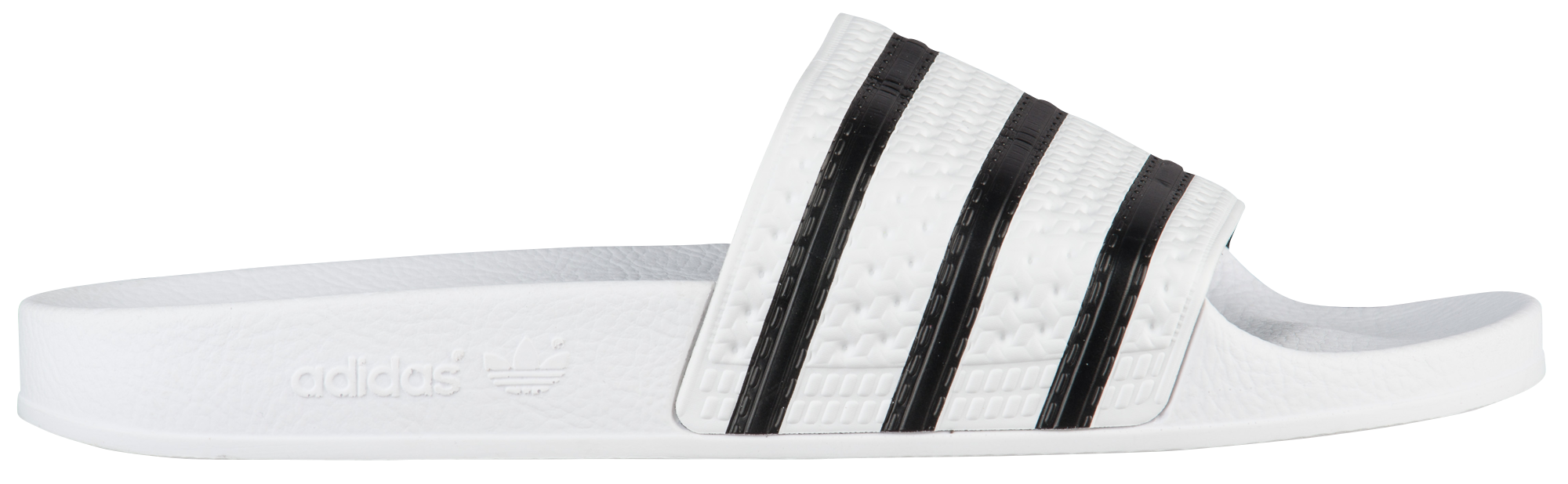 white and silver adidas slides