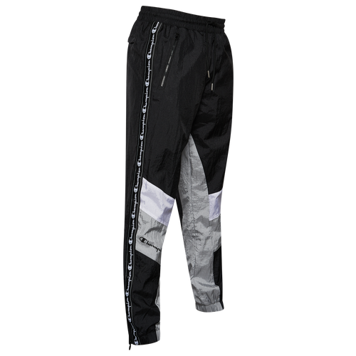 Shop Champion Mens  Nylon Windsuit Pants In Black/white/silver