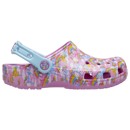 

Girls Crocs Crocs Lisa Frank Rainbow Clogs - Girls' Grade School Shoe Pink/Blue Size 04.0