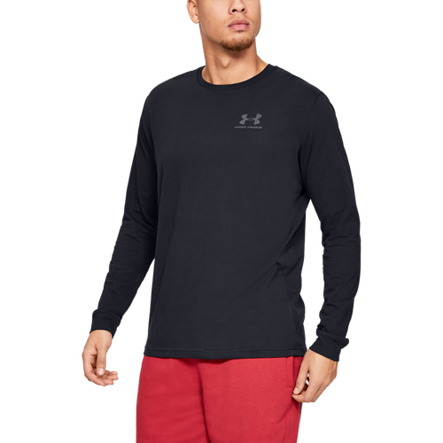 Under Armour Mens  Sportstyle Left Chest Long Sleeve T-shirt In Black/black