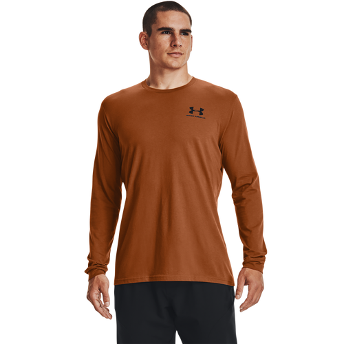 Under Armour Mens  Sportstyle Left Chest Long Sleeve T-shirt In Copper Penny/black