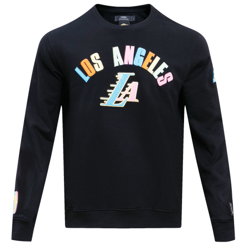 

Pro Standard Mens Los Angeles Lakers Pro Standard Lakers Washed Neon Crew - Mens Black Size S