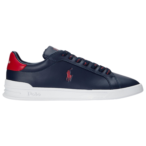 Polo Mens  Nappa Leather Heritage Court Ii Sneaker In Newport Navy/red