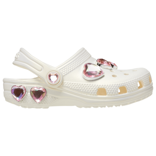 

Girls Crocs Crocs Classic Iridescent Hearts Clogs - Girls' Toddler Shoe Chalk/Chalk Size 04.0