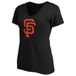 Women's - Fanatics Giants Core Official Logo V-Neck T-Shirt - Black/Black