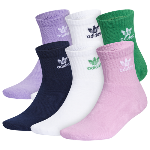ADULT - adidas Originals Trefoil Pastel 6PK Quarter Socks - Purple/Violet Green