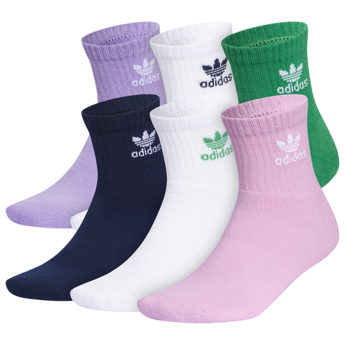 Shop Adidas Originals Trefoil Pastel 6pk Quarter Socks In Violet/purple/green