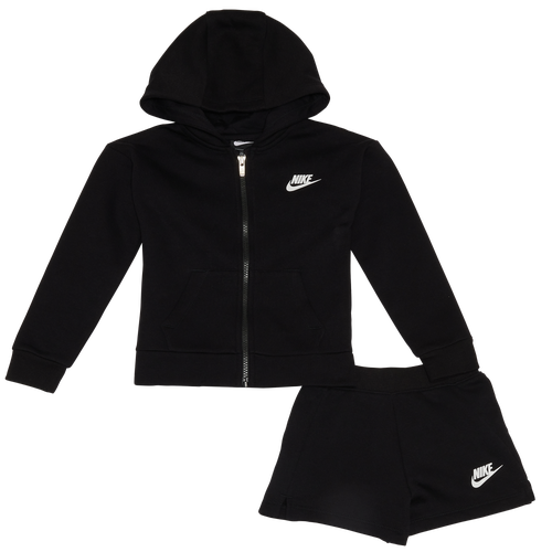 

Nike Girls Nike Club Fleece Shorts Set - Girls' Toddler Black/White Size 2T