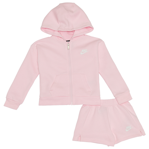 

Nike Girls Nike Club Fleece Shorts Set - Girls' Toddler White/Pink Foam Size 3T