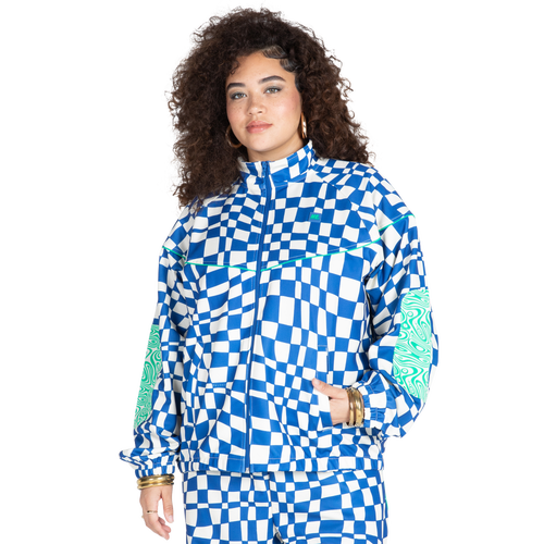 

Melody Ehsani Womens Melody Ehsani Track Jacket - Womens Checked Blue Size L