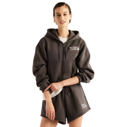 WOMENS - New Balance Trackside Fleece Full-Zip - Black Cement