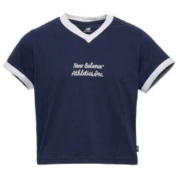 Girls' Grade School - New Balance Fitted T-Shirt - Navy/White