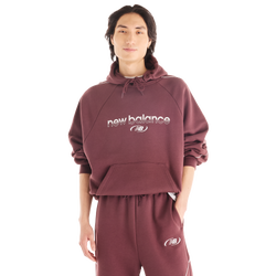 Men's - New Balance Trackside Pullover Hoodie - Cherry Leather/White