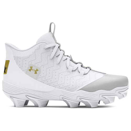 

Under Armour Boys Under Armour Harper 9 RM JR - Boys' Grade School Baseball Shoes White/White/Metallic Gold Size 4.0