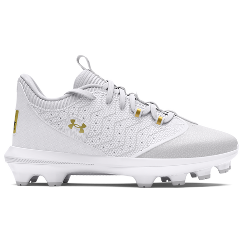 

Under Armour Boys Under Armour Harper 9 TPU JR - Boys' Grade School Baseball Shoes White/White/Metallic Gold Size 6.0