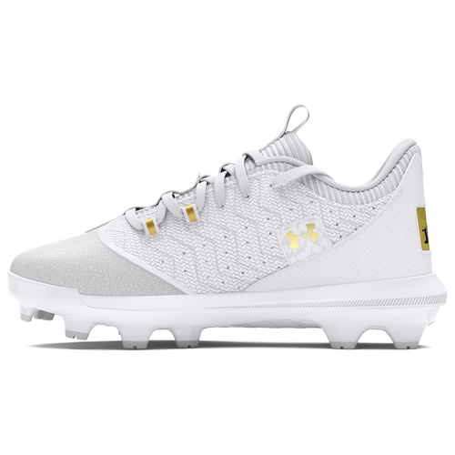 Under Armour Kids Harper 9 TPU Baseball Cleats Size 5 White Gold