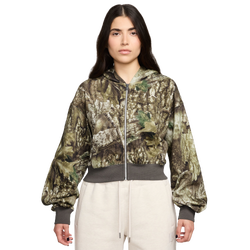 Women's - Nike BRK Fleece Mod Crop T-Shirt - Brown/Olive