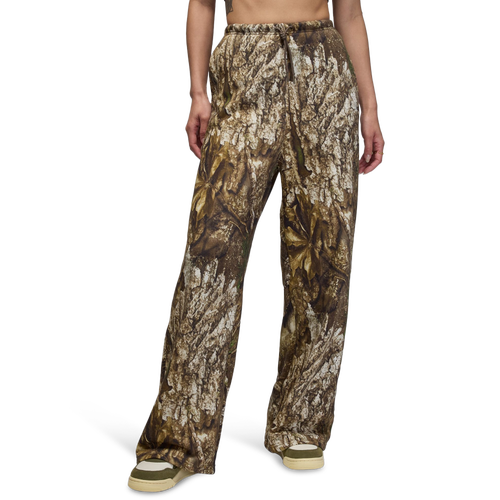 WOMENS - Jordan BRK Fleece Open Hem Pants - Olive/Brown