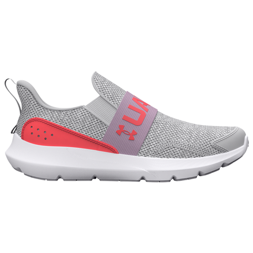 

Under Armour Girls Under Armour Surge 3 Slip - Girls' Preschool Running Shoes Halo Gray/Fresh Orchid/Venom Red Size 13.0