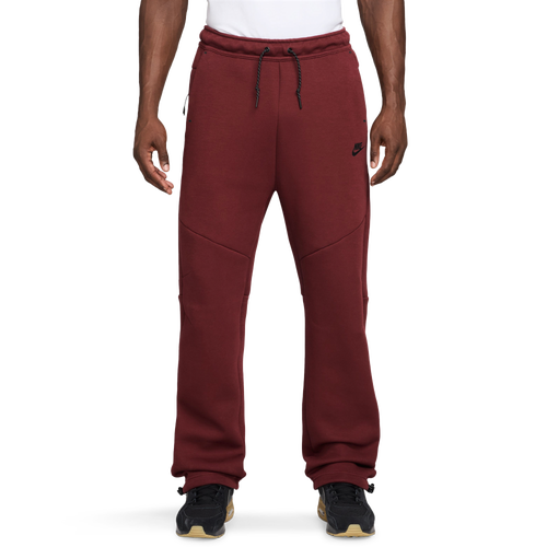 MENS - Nike Tech Fleece Open Hem Pants - Maroon/Black