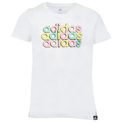 Girls' Grade School - adidas Stack Logo T-Shirt - White/Pink