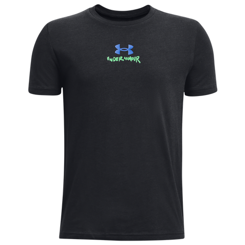 

Boys Under Armour Under Armour Scribble Branded Short Sleeve T-Shirt - Boys' Grade School Black/Blue Size XS