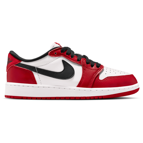 Jordan Boys AJ 1 Retro Low OG - Boys' Grade School Basketball Shoes - Summit White / Varisty Red / Black Size 5.0