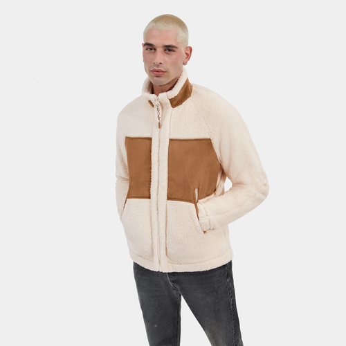 

UGG Mens UGG Keane Full Zip Jacket - Mens Cream/Chestnut Size M