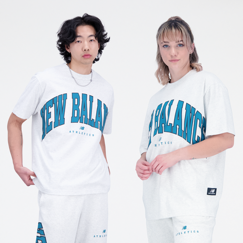 

New Balance Mens New Balance Uni Big Font T-Shirt - Mens Grey/Teal Size U5