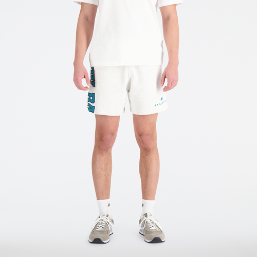 New Balance Mens  Uni Big Font Shorts In Grey/teal