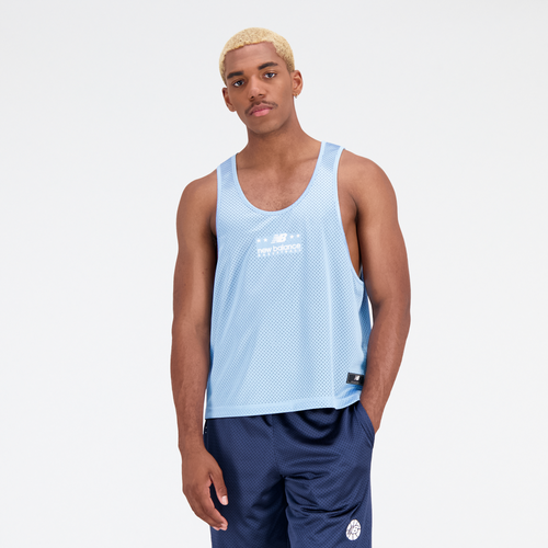 

New Balance Mens New Balance Hoops Hood Invite Penny Mesh Top - Mens Black/Grey/Blue Size M