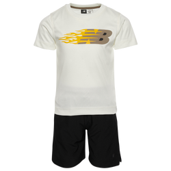 Boys' Preschool - New Balance T-Shirt Woven Short Set - Sea Salt/Black